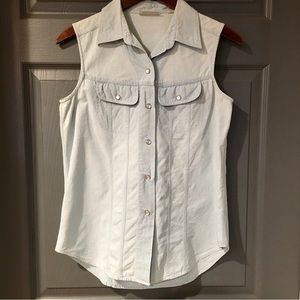 Banana Republic Sleeveless Denim Chambray Button Down Blouse